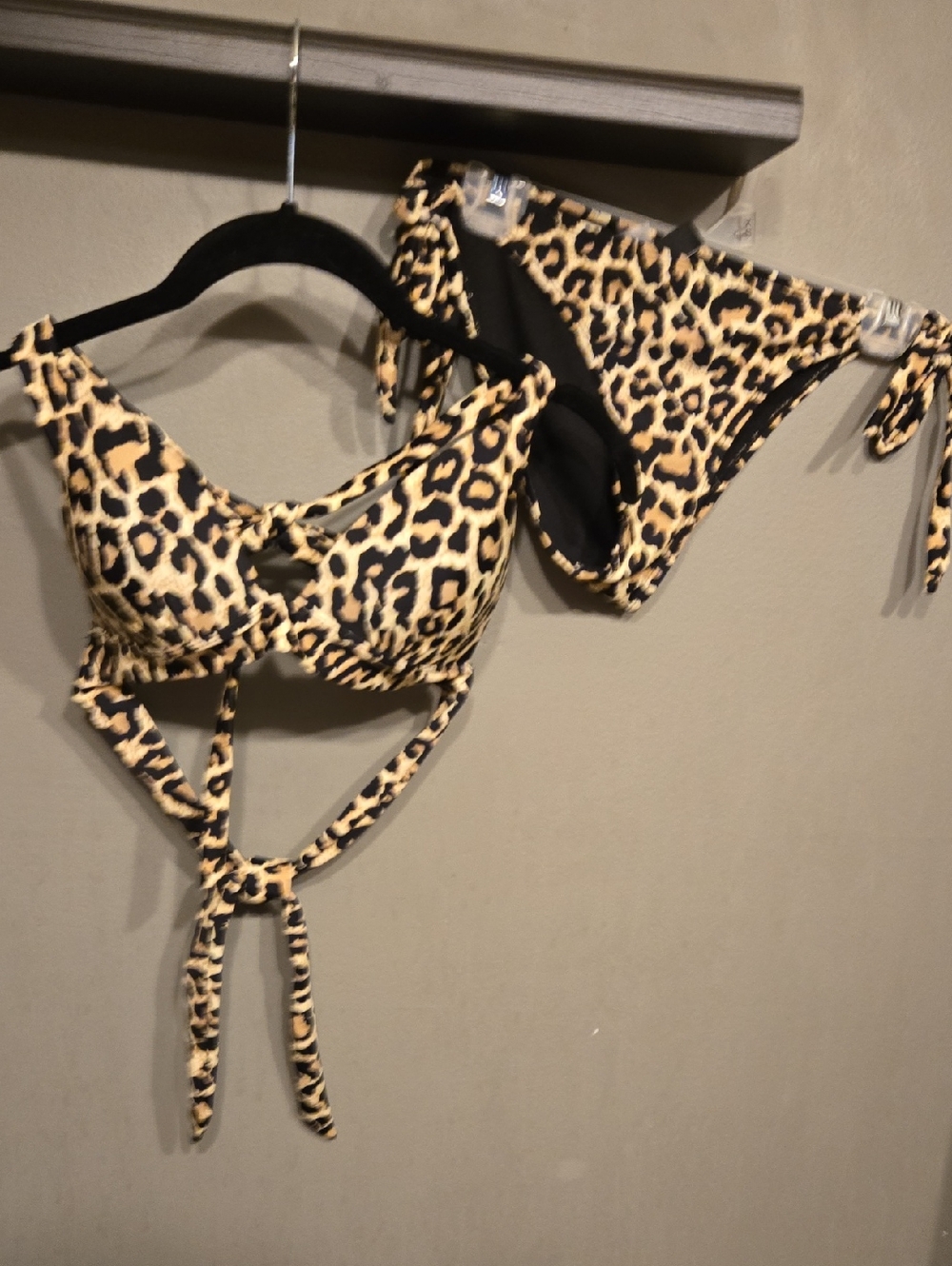 South Beach Leopard Print Bikini Set - Tan & Black Sz 6